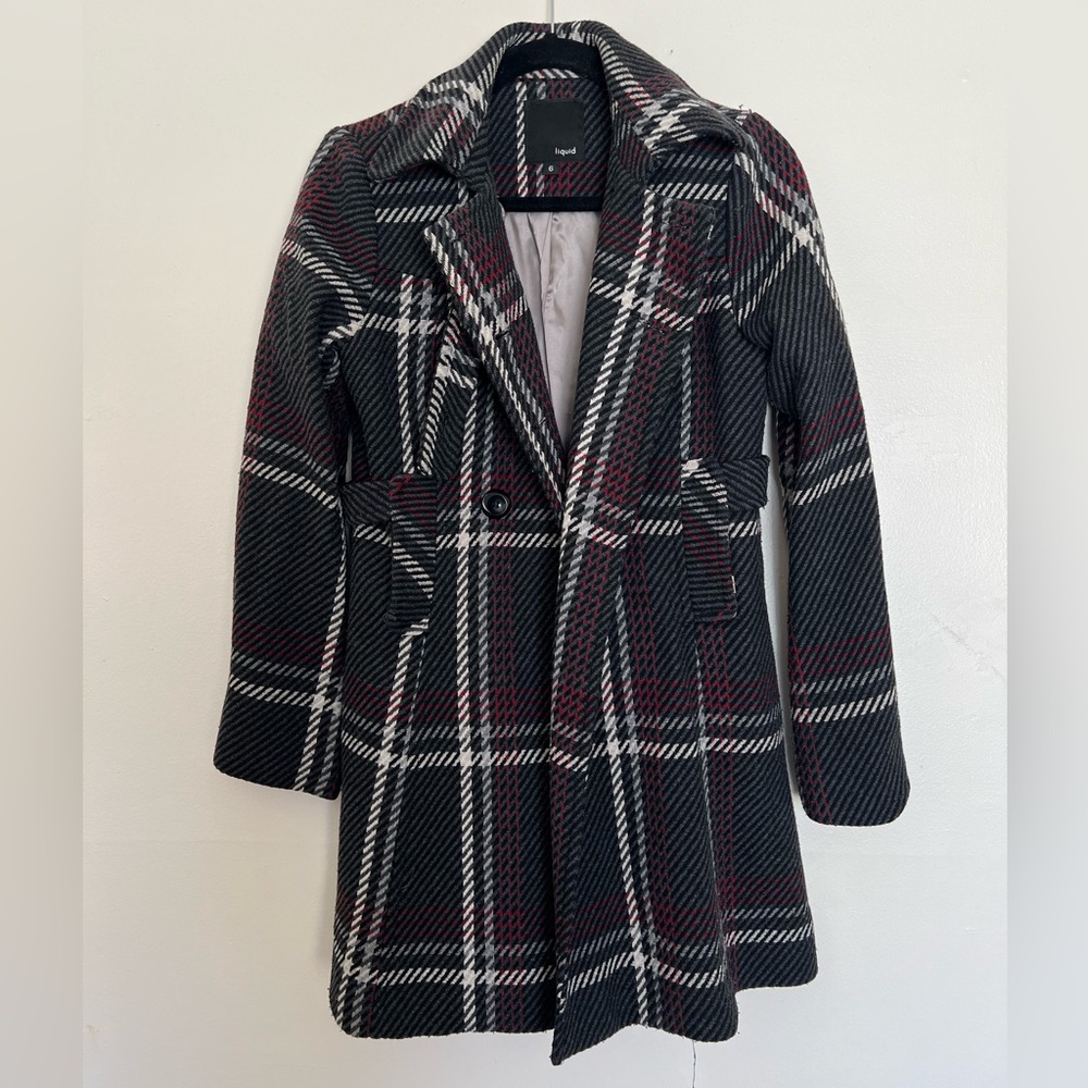 Liquid plaid peacoat